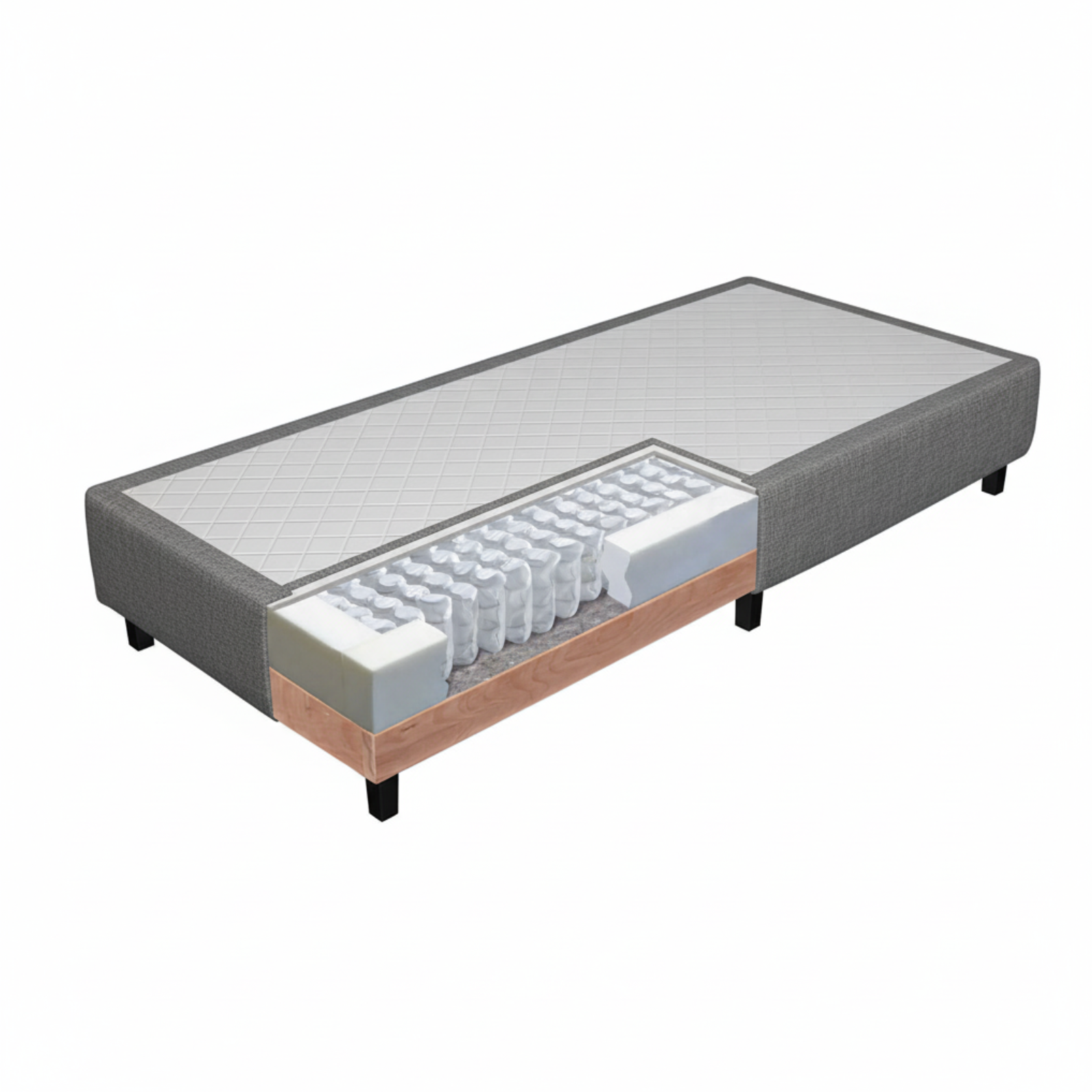 Hotel Boxspringbett "RAUMSINNE PRO" 4 GRÖSSEN Box mit Taschenfederkern, Boxhöhe 20 cm Bezug Gr. A oder Gr. D frei wählbar Füße frei wählbar, Boxhöhe 20 cm