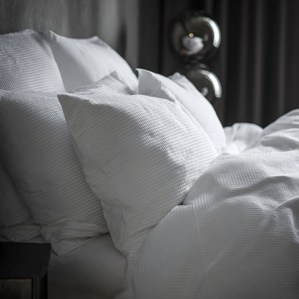 Hotel Bettwäsche Garnitur "JAN Soft-Seersucker Piano" Bügelfrei, 100% Baumwolle, mit Reißverschluss, Pflegeleicht