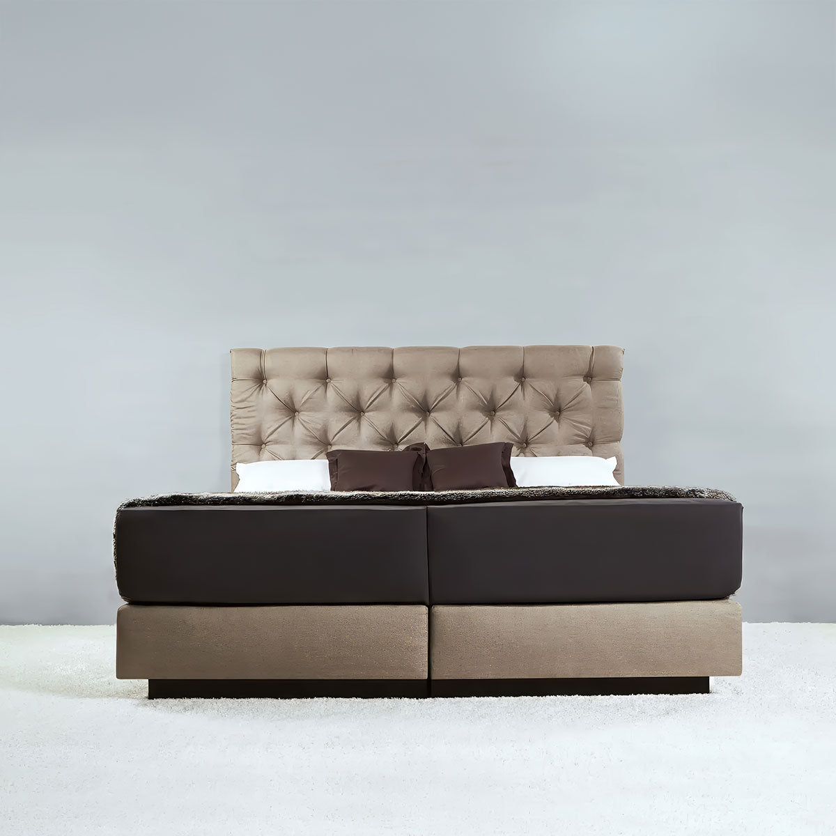 Kopfteil RAUMSINNE PLUS Kos, Stärke 12 cm, klassische Chesterfield Steppung, Stoffbezug nach Wahl, optimale Standardgrößen