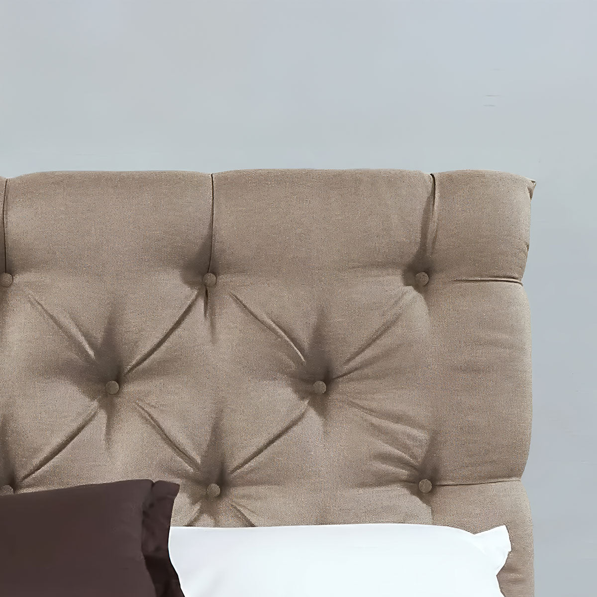 Kopfteil RAUMSINNE PLUS Kos, Stärke 12 cm, klassische Chesterfield Steppung, Stoffbezug nach Wahl, optimale Standardgrößen