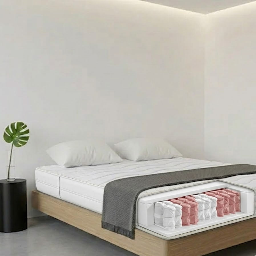 Hotel Matratze "RAUMSINNE BASE" 90 x 200 cm Höhe 17 cm Bezug: abnehmbar, waschbar bis 60°C 7 Zonen Tonnentaschenfederkernmatratze Härtegrad H3 fest